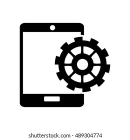 cellphone and gear  icon