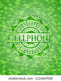 Cellphone green emblem with mosaic background