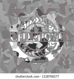 Cellphone grey camouflaged emblem