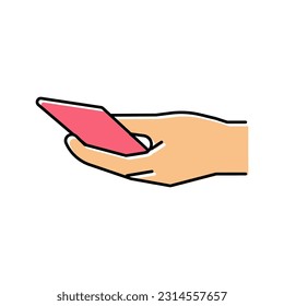 cellphone in hand color icon vector. cellphone in hand sign. isolated symbol illustration