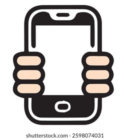 Cellphone in hand, Cellphone in hand line icon isolated on transparent background, cell phone with copy space, blank space for text, space for advertisement - Powered by Shutterstock - Get 15% off with code: PIKWIZARD15