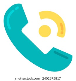 Cellphone handset receiver with symbol of speech, conversation, urgent message. Telephone conversation of office employees. Sharing important business information. Simple Flat vector isolated on white