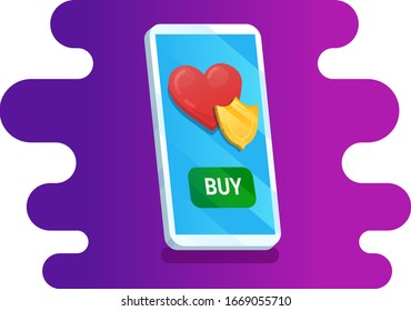Cellphone and healthcare insurance with buy button