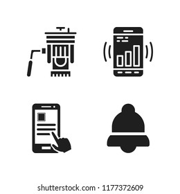 cellphone icon. 4 cellphone vector icons set. notification, smartphone app and tripod icons for web and design about cellphone theme