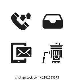 cellphone icon. 4 cellphone vector icons set. message on phone, inbox and phone calls icons for web and design about cellphone theme