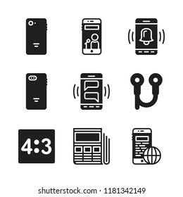 cellphone icon. 9 cellphone vector icons set. camera small screen size, newsletter and smartphone icons for web and design about cellphone theme