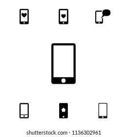 Cellphone icon. collection of 7 cellphone filled icons such as heart mobile, phone. editable cellphone icons for web and mobile.