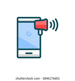 un icono de teléfono celular decorado con un dedo