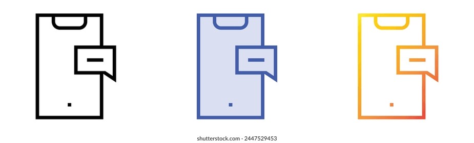 Handy-Symbol. Lineares, blaues Füllungs- und Verlaufsstil-Design auf weißem Hintergrund