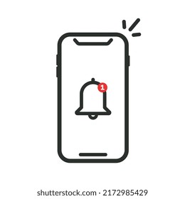 Cellphone icon ringing alarm or notification.