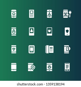 cellphone icon set. Collection of 16 filled cellphone icons included Smartphone, Phone, Cellphone, Mobile