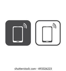 Cellphone icon vector. Gray and white