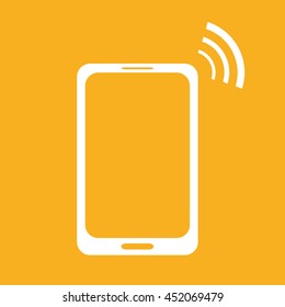 Cellphone icon vector. Yellow background