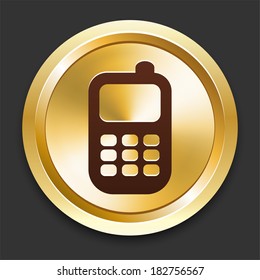 Cellphone Icons on Gold Button Collection