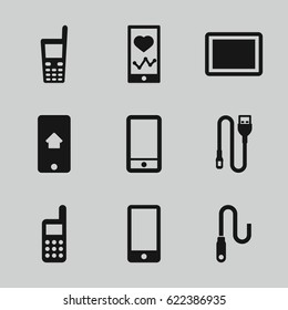 Cellphone icons set. set of 9 cellphone filled icons such as heartbeat on phone, phone, tablet