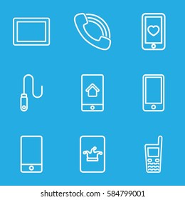 cellphone icons set. Set of 9 cellphone outline icons such as Poker on phone, heart mobile, phone, tablet, call