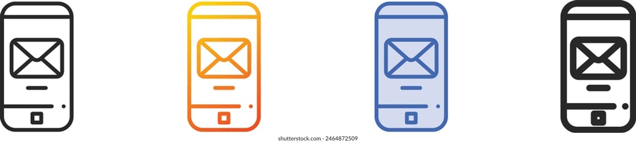 Icono del teléfono móvil.Diseño lineal delgado, degradado, trazo azul y estilo audaz aislado sobre fondo blanco