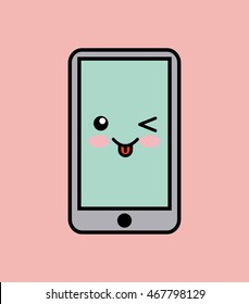 cellphone kawaii icon vector illustration eps10 graphic