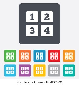 Cellphone keyboard sign icon. Digits symbol. Rounded squares 11 buttons. Vector