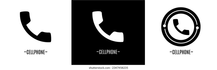 Cellphone logo set. Collection of black and white logos. Stock vector.