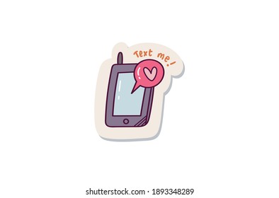 Cellphone with love icon sticker design