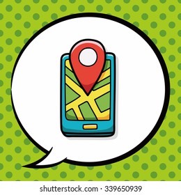 cellphone map doodle, speech bubble