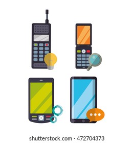 cellphone mobile customer service technical service call center icon set. Colorful and flat design. Vector illustration