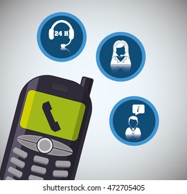 cellphone mobile customer service technical service call center icon set. Colorful and flat design. Vector illustration