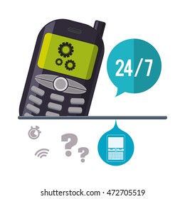 cellphone mobile customer service technical service call center icon set. Colorful and flat design. Vector illustration