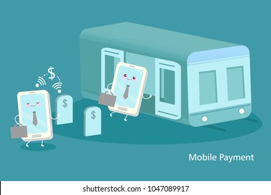 cellphone with mobile payment concept on the blue background