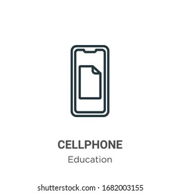 Cellphone outline vector icon. Thin line black cellphone icon, flat vector simple element illustration from editable education concept isolated stroke on white background