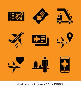cellphone, pass, landing and safety icon set. Vector illustration for web and design.
