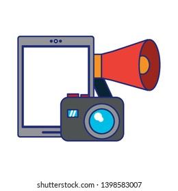cellphone peripone and camera blue lines