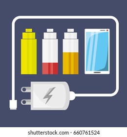 cellphone with power cable to charge the battery