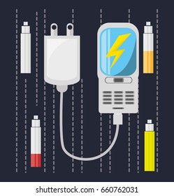 cellphone with power cable to charge the battery