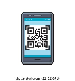 Cellphone with qr code, pixel art object