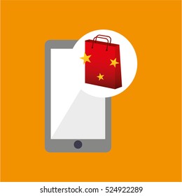 cellphone red bag gift star design vector illustration eps 10