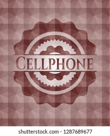 Cellphone red seamless emblem with geometric background.