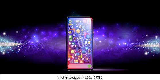 Cellphone - screen vivid and icon business - Innovation Technology modern.