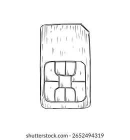 ilustração desenhada à mão da arte do esboço do vetor do cartão sim do telefone celular