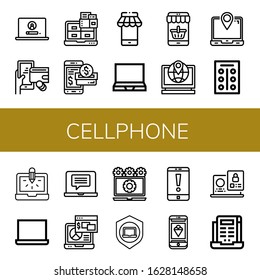 cellphone simple icons set. Contains such icons as Laptop, Digital wallet, Smartphone payment, Mobile, Tablets, Phone, can be used for web, mobile and logo