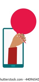 cellphone tan hand red bubble