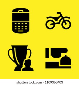 cellphone, trophy, bike and reception vector icon set. Sample icons set for web and graphic design