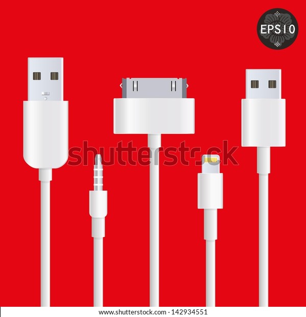 Cellphone usb charging\
plugs, Vector, eps10
