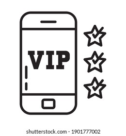 cellphone with vip design over white background, line style, vector illustration