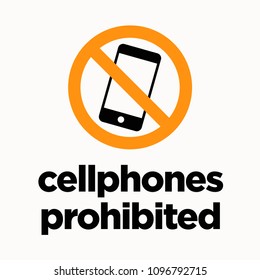 Cellphones Prohibited Sticker Sign in Flat Modern Style Design
