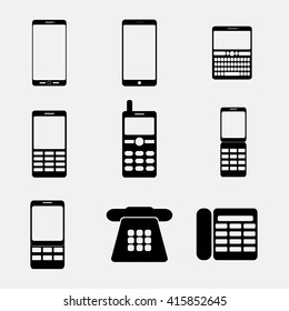 Cellphones and smartphones icons in vectors