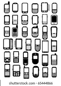 Cellphones and smartphones icons in vectors