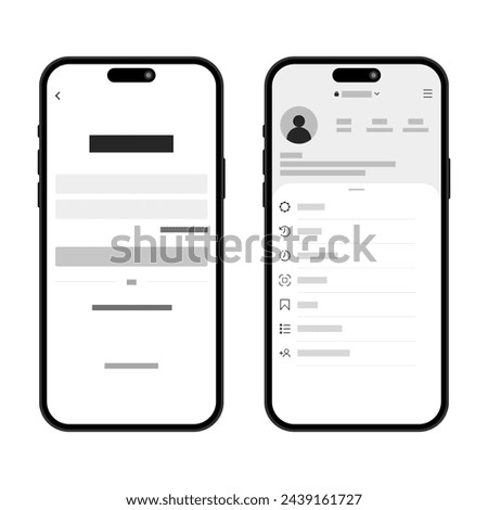Cellphones with social media platform on screen, vector of illustration