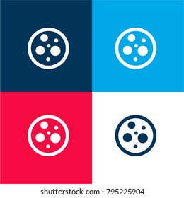 Cells in a circle four color material and minimal icon logo set in red and blue